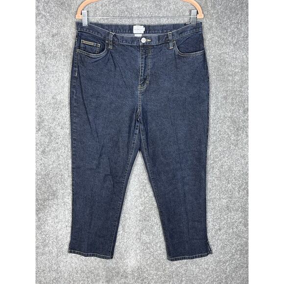 Calvin Klein Cropped Jeans Womens‎ Size 14 Blue Pockets Stretch High Rise - Picture 1 of 10